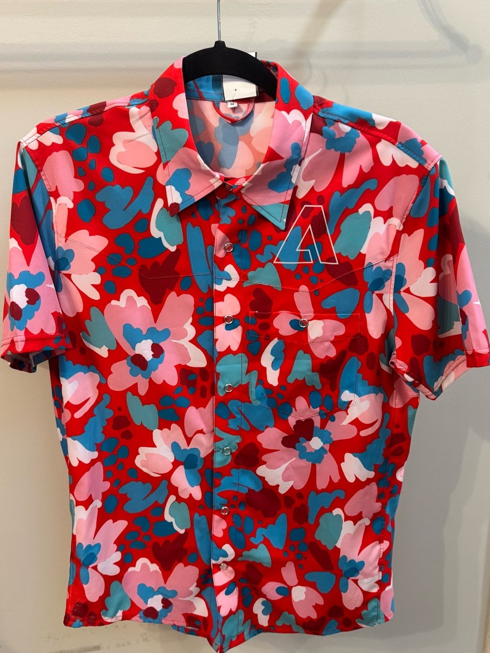 Adobe Team Mechanic Shirt Men's Red Floral Short-Sleeve Button-Down Shirt